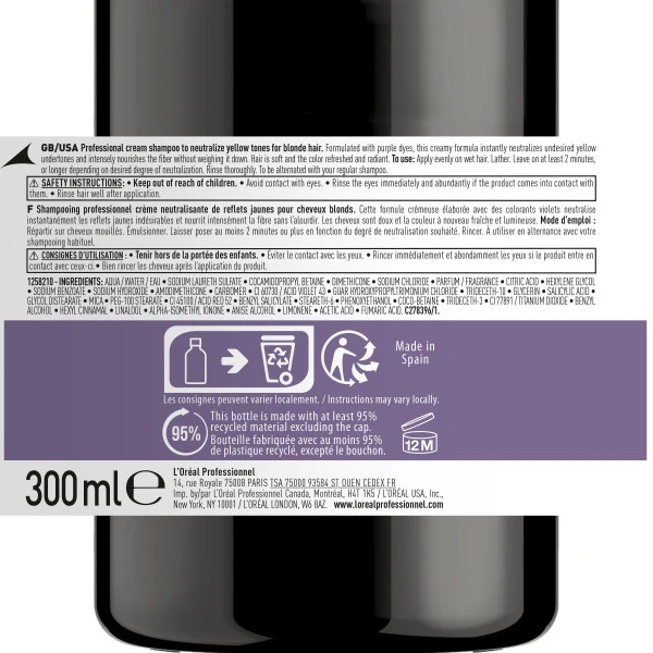 Shampooing Violet Chroma Crème L'Oréal Professionnel 300ML 11 Shampooing Violet Chroma Crème L'Oréal Professionnel 300ML – Image 9